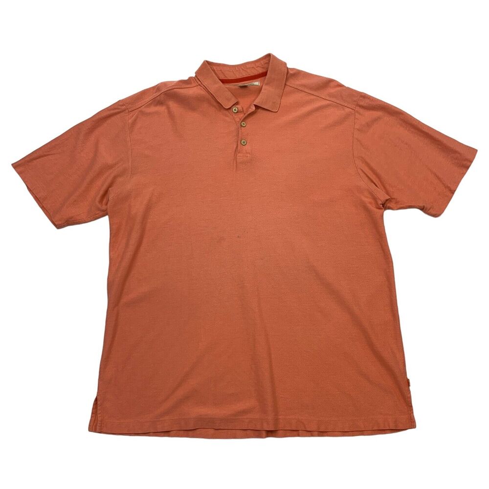 Tommy Bahama Polo Shirt Mens XL Extra Large Cantaloupe Orange Silk Cotton Blend